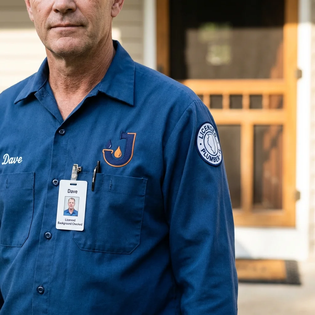 Licensed plumber showing ID badge in Lake Villa, IL