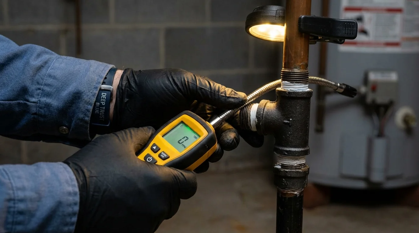Gas leak detection with electronic sniffer by Johns Plumbing LLC in Lake Villa